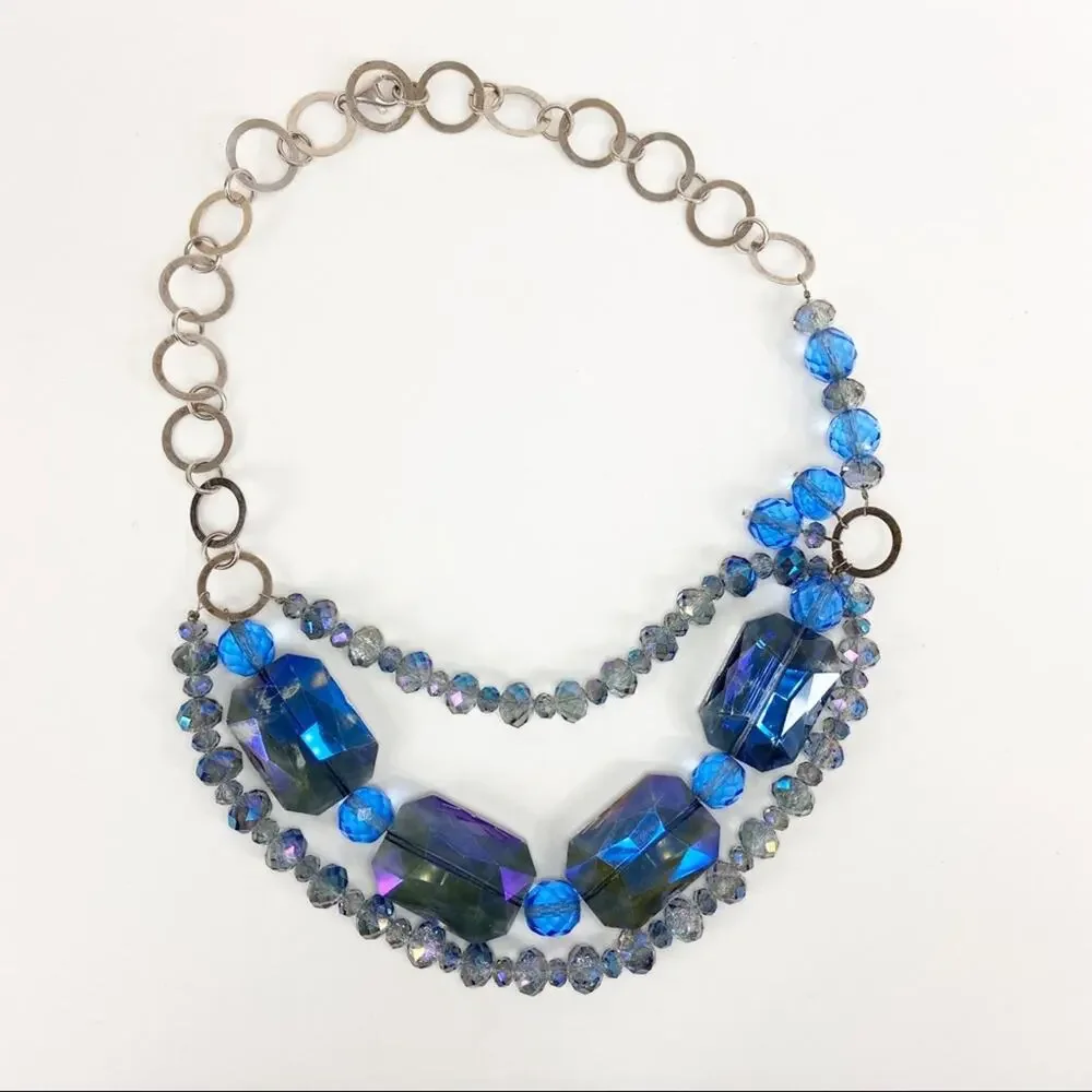 Blue Glass Statement Necklace